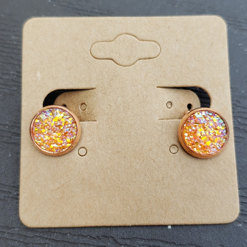 10mm Handcrafted Faux Druzy Clip-on Earrings